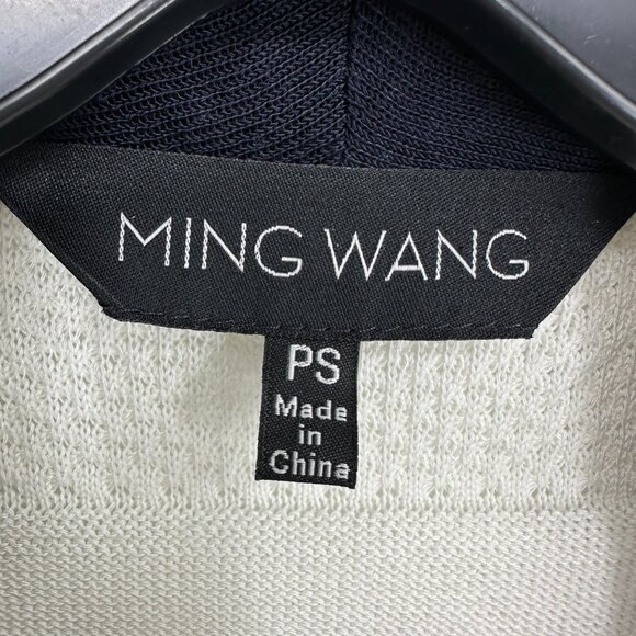 Ming Wang Moto Jacket Cardigan Sweater SP Asymmetrical Zip Up Long‎ Sleeve Navy - Picture 3 of 7